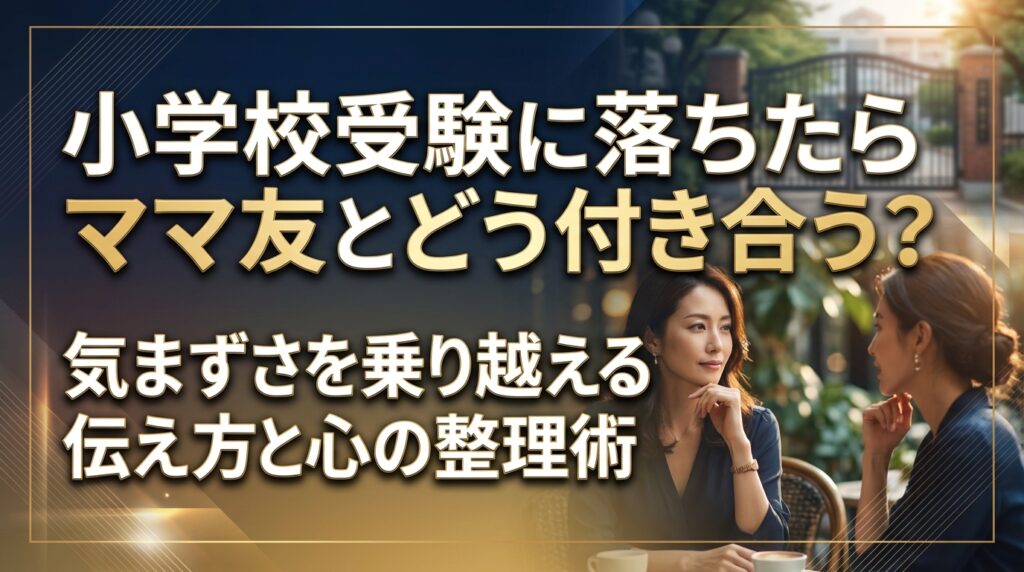 小学校受験に落ちたらママ友とどう付き合う？気まずさを乗り越える伝え方と心の整理術